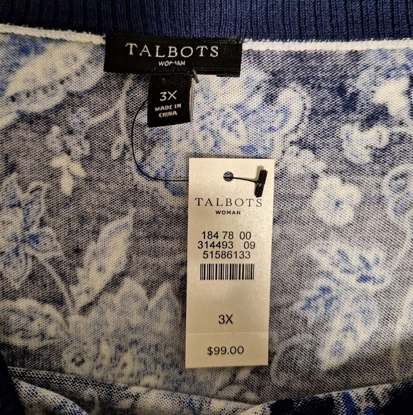 A Talbots ladies 3XL. Bell long sleeve  floral top. NWT. Casual, work, school - Picture 2 of 4